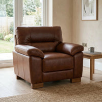 Dalmore Genuine Leather Tan Armchair - Furniture Instore