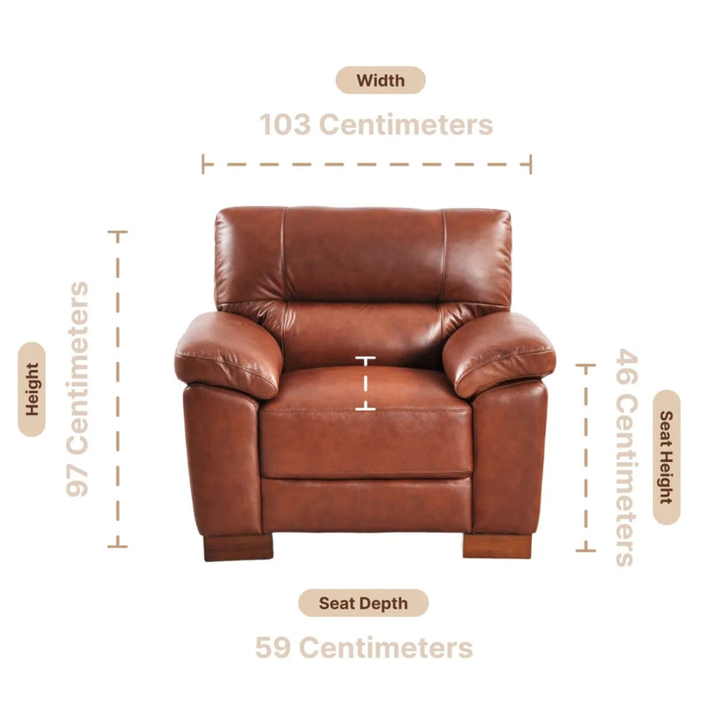 Dalmore Genuine Leather Tan Armchair - Furniture Instore