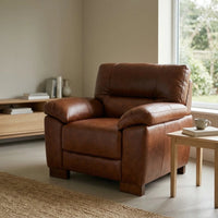 Dalmore Genuine Leather Tan Armchair - Furniture Instore