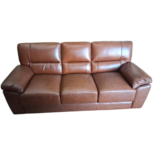 Brown leather sofa on a white background
