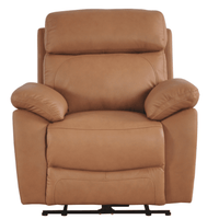 caramel genuine leather armchair on a white background