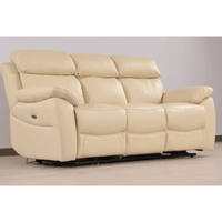 Beige recliner sofa on a plain background