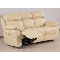 Beige recliner sofa on a plain background