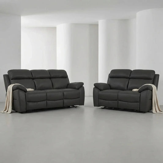 Dandrea Genuine Leather Grey Electric Power Recliner 3+2 Seater Sofa Set - Furniture Instore