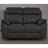 Black leather sofa on a plain background