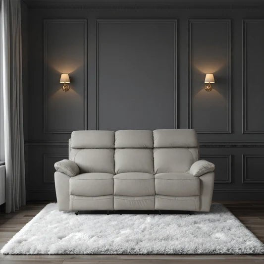 Dandrea Genuine Leather Light Grey Electric Power Recliner 3+2 Seater Sofa Set - Furniture Instore
