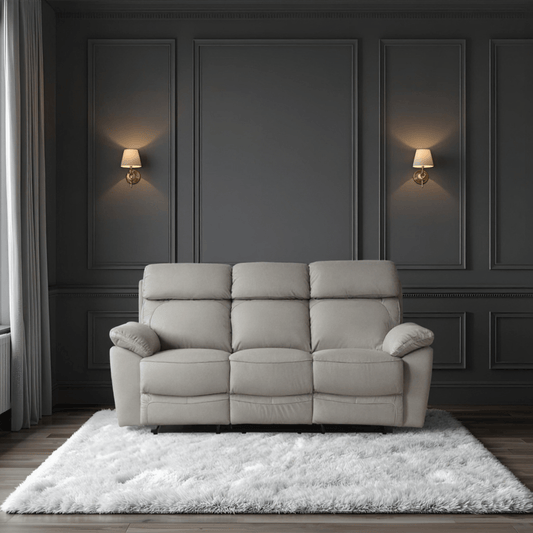 grey leather 3 seater front facing room setting