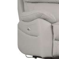 close up of grey leather electric sofa