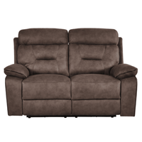 Brown leather reclining sofa on a white background