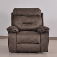 Brown recliner chair on a plain background