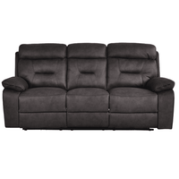 Dark gray leather reclining sofa on a white background