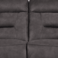 Close-up of a gray leather sofa