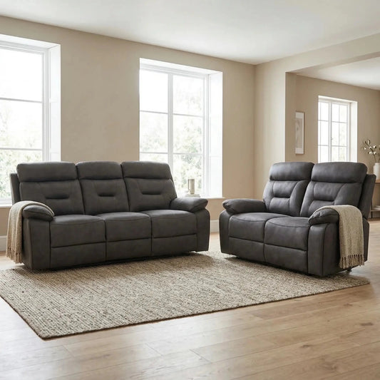 Foster Dark Grey Fabric Electric Recliner 3+2 Seater Sofa Set - Furniture Instore