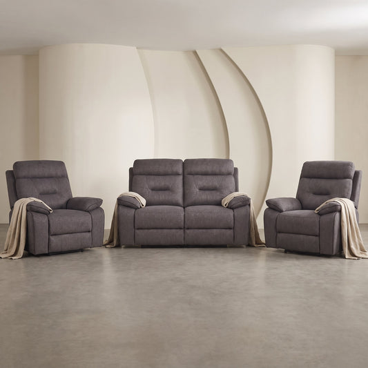 Foster Grey Fabric Electric Recliner 2+1+1 Seater Sofa Set - Furniture Instore