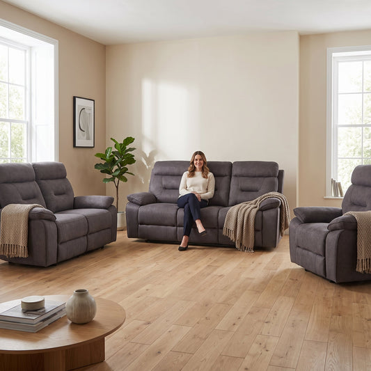 Foster Dark Grey Fabric Recliner 3+2+1 Sofa Set
