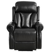 Black leather recliner chair on a white background