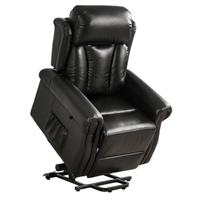 Black leather recliner chair on a white background