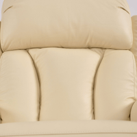 Close-up of a beige leather sofa