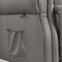 Gray leather armchair with stitching detail