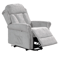 Gray recliner chair with lifting mechanism on a white background