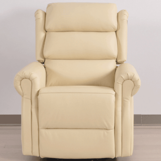 Beige recliner chair on a plain background