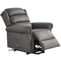Kingsbury Genuine Leather Grey Rise & Recline Mobility Chair - Furniture Instore