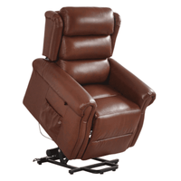 Brown leather recliner chair on a white background