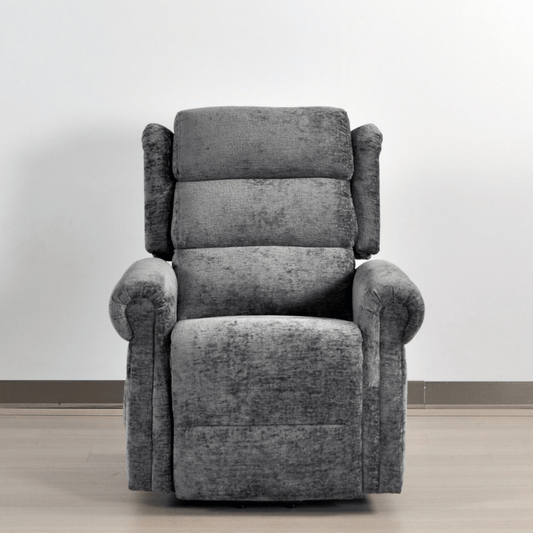 Gray recliner chair on a plain background