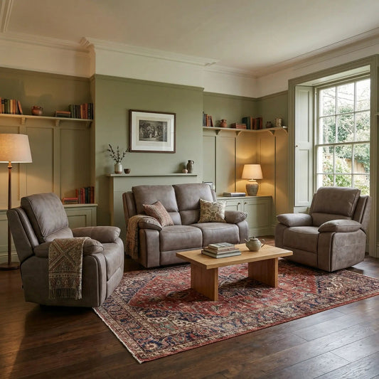 Maple Brown Suede Fabric Electric Recliner 2+1+1 Seater Sofa Set - Furniture Instore