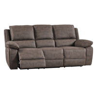 Maple Brown Suede Fabric Electric Recliner 3 Seater Sofa - Furniture Instore