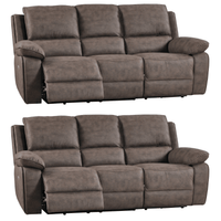 Two brown reclining sofas on a white background