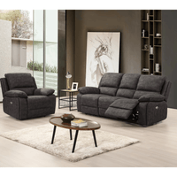Gray reclining sofa and armchair in a modern living room setting.