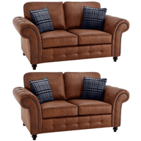 Oakland tan 2+2 sofa set with plush cushions and modern design, front-facing on a clean white background