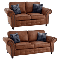 Oakland tan 3+2 sofa set with plush cushions and modern design, front-facing on a clean white background