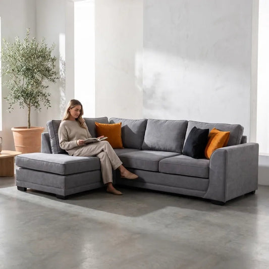 Orka Sofa Grey Fabric Left Hand Corner Sofa - LHC - Furniture Instore