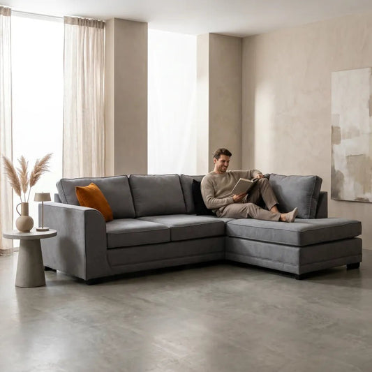 Orka Sofa Grey Fabric Right Hand Corner Sofa - RHC - Furniture Instore