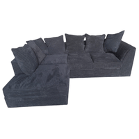 Black Fabric Corner sofa on a white background