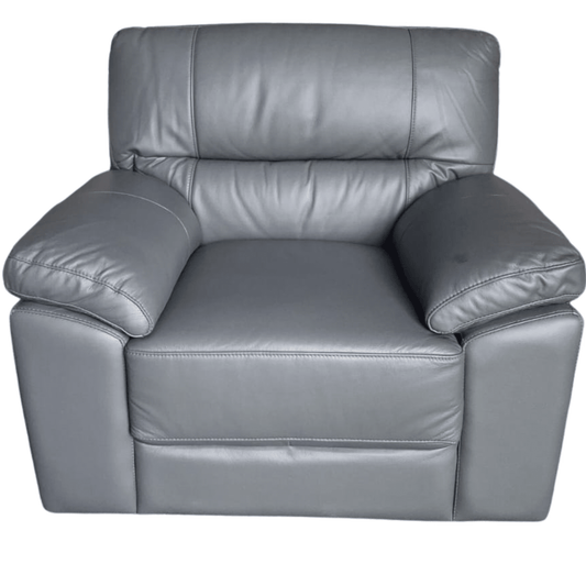 Outlet Dalmore Genuine Leather Grey Armchair - Furniture Instore