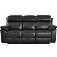 black leather 3 seater sofa on a white background