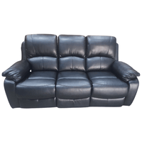 roma black leather 3 seater sofa on a white background