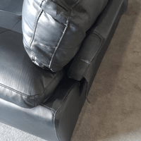 close up of outlet leather 3 seater sofa