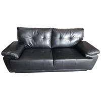 Outlet black leather 3 seater on a white background