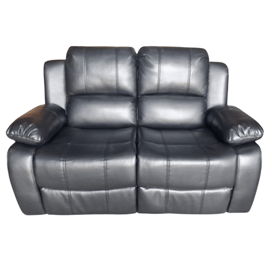 Outlet Valencia Black Leather Manual Recliner 2 Seater Sofa - Furniture Instore