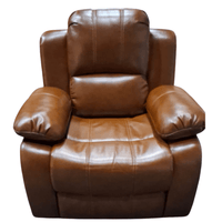 Brown leather recliner chair on a white background