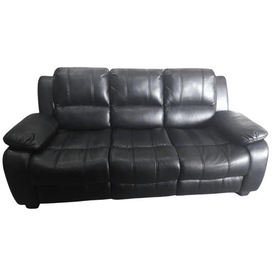 Outlet Valerie Leather Black 3 Seater Sofa - Furniture Instore