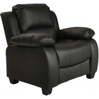 Black leather recliner chair on a white background