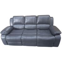Modern Valerie 3 - seater sofa in grey leather finish, set against a white background