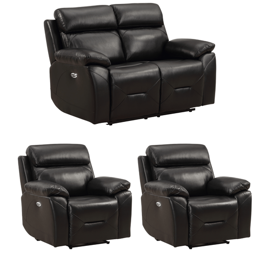 Renato Black 2+1+1 sofa combo on white background, black upholstery, modern and stylish living room furniture set