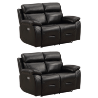 Renato Black 2+2 sofa combo on white background, black upholstery, modern and stylish living room furniture set