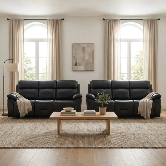 Power recliner sofa black